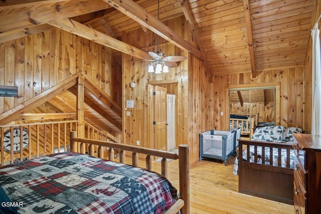 4164 Lumber Jack Way, Sevierville, TN 37876 - bedroom with wood walls, wood ceiling, and hardwood / wood-style floors