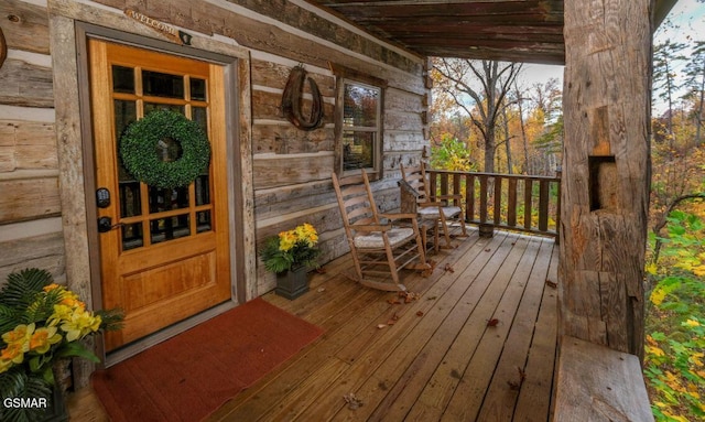 wooden terrace with covered porch