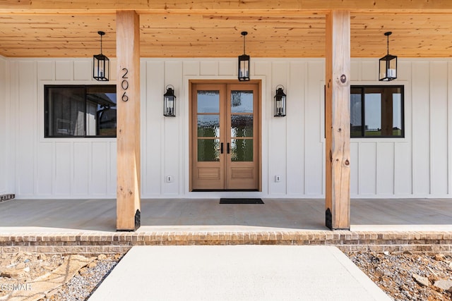 206 Eagle View Dr, Dandridge, TN 37725 - property entrance featuring covered porch and french doors