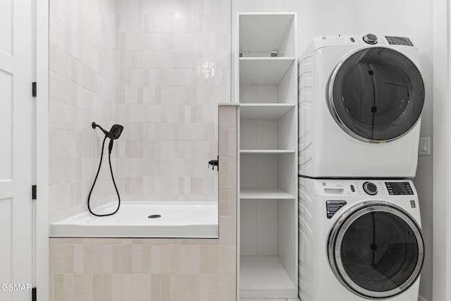 206 Eagle View Dr, Dandridge, TN 37725 - washroom with stacked washer and clothes dryer