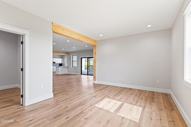 206 Eagle View Dr, Dandridge, TN 37725 - unfurnished living room with light wood-style floors and recessed lighting