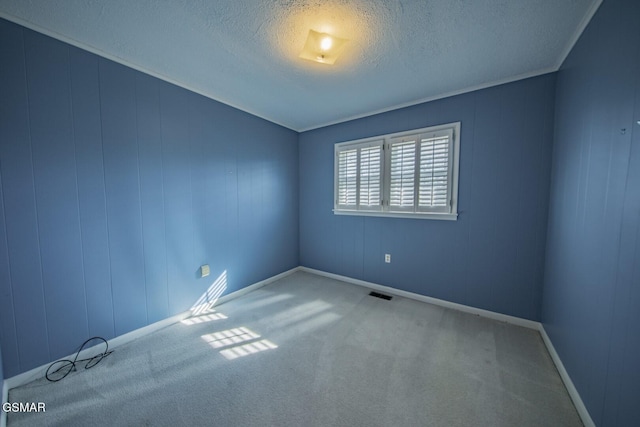 unfurnished room featuring carpet floors and a textured ceiling