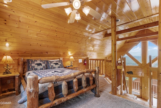 2326 Top Of The World Dr, Sevierville, TN 37876 - bedroom with carpet, wooden ceiling, and wooden walls