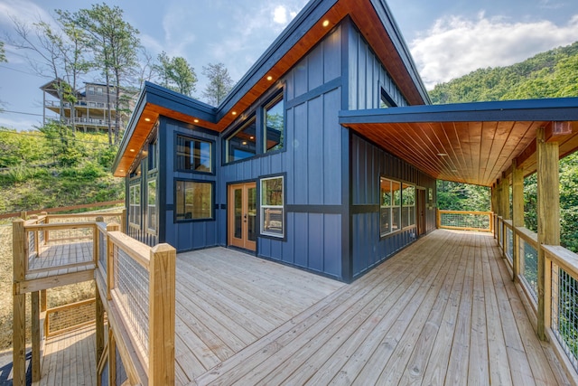 wooden deck with french doors