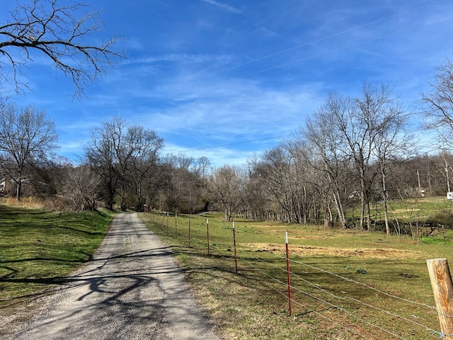 view of road featuring a rural view