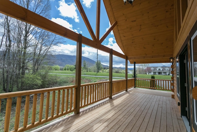 deck featuring a mountain view