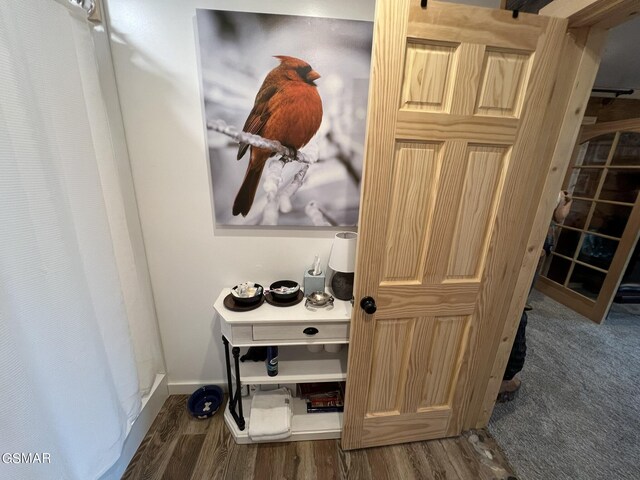 1642 Little Cove Rd, Sevierville, TN 37862 - bathroom with wooden walls, wood finished floors, toilet, and vanity