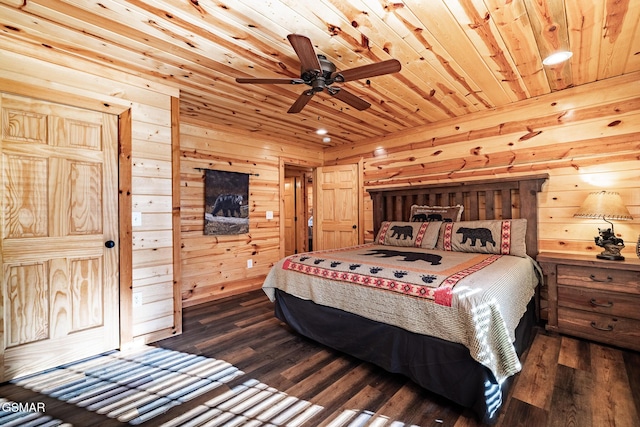 2103 Roscoe Ct, Sevierville, TN 37876 - bedroom with wooden ceiling, dark wood-style floors, and wooden walls