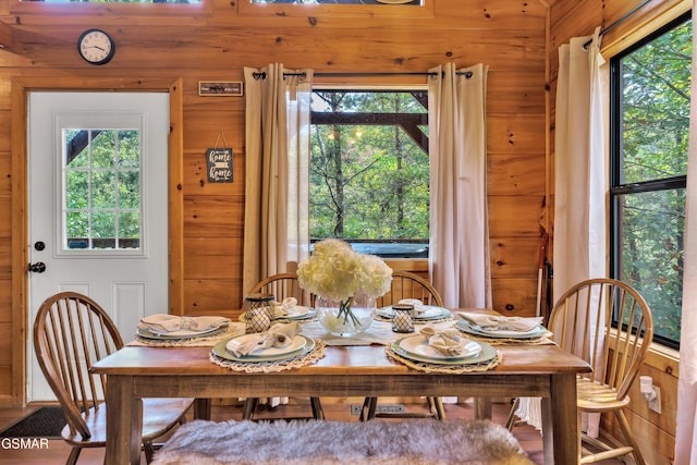1926 Bird Hill Rd, Sevierville, TN 37876 - dining space featuring wood walls and plenty of natural light