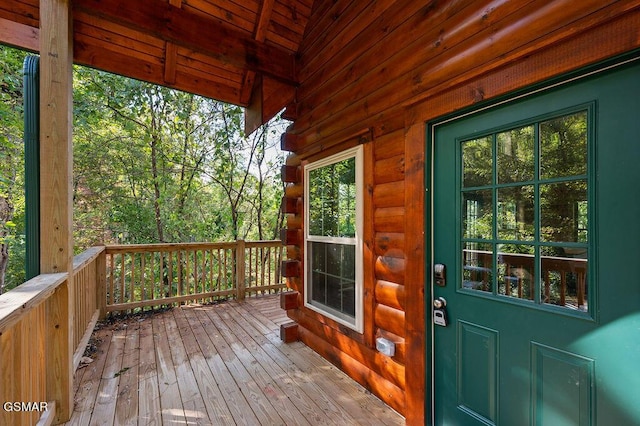 deck with covered porch