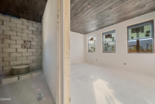 interior space featuring wood ceiling