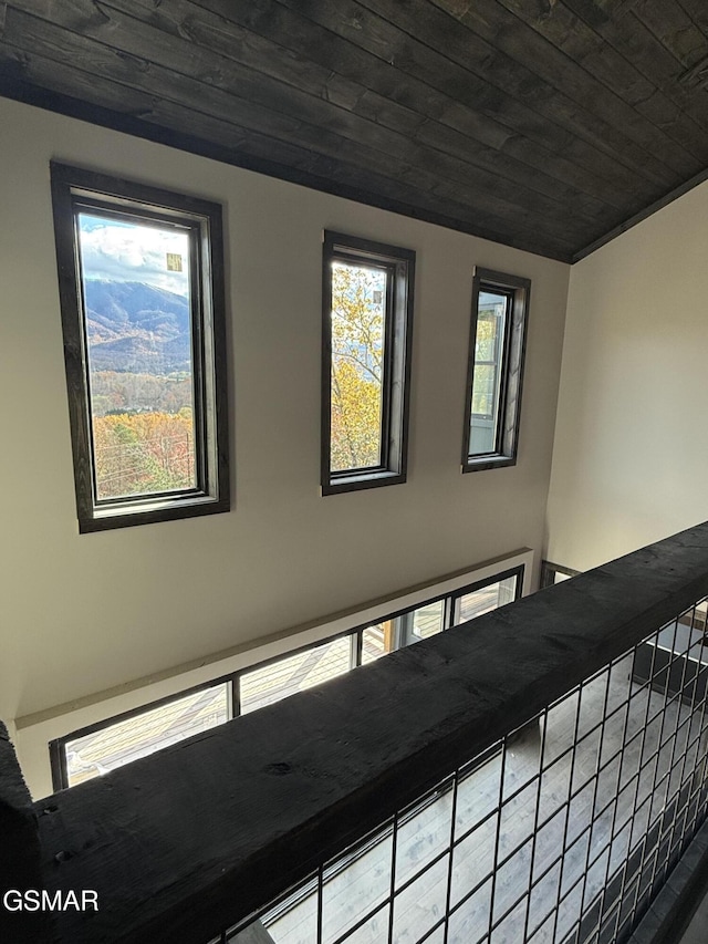 interior space featuring wood ceiling