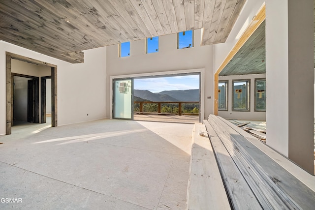 interior space featuring wooden ceiling