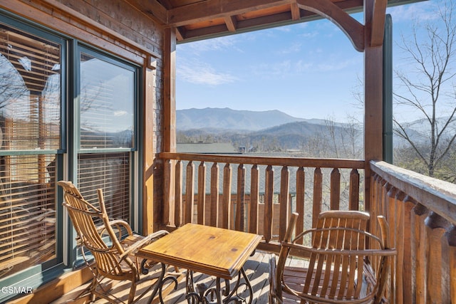 balcony with a mountain view