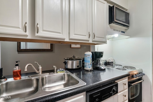 kitchen featuring exhaust hood, white cabinetry, sink, and appliances with stainless steel finishes