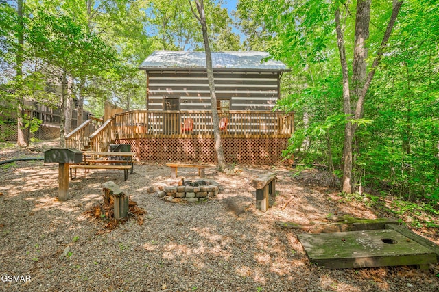 1918 Charles Lewis Way, Sevierville, TN 37876 - view of yard featuring a fire pit and a wooden deck