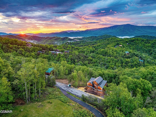 4408 Stackstone Rd, Sevierville, TN 37862 - aerial view at dusk of a view of trees and a mountain view