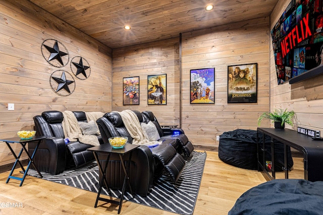 4408 Stackstone Rd, Sevierville, TN 37862 - living area featuring wooden walls, wooden ceiling, hardwood / wood-style flooring, and recessed lighting