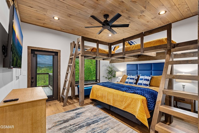 4408 Stackstone Rd, Sevierville, TN 37862 - bedroom featuring wood ceiling, recessed lighting, wood finished floors, and access to outside