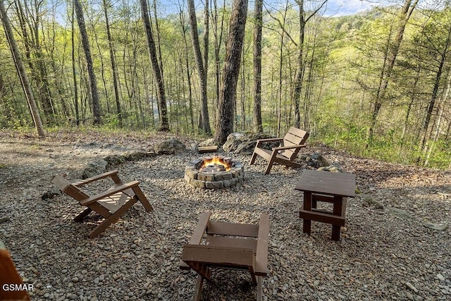 exterior space featuring a fire pit