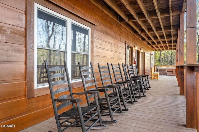 deck featuring a porch