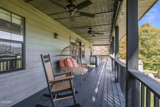 3225 Laurelwood Ave, Sevierville, TN 37862 - wooden terrace with a porch and ceiling fan
