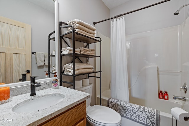 3225 Laurelwood Ave, Sevierville, TN 37862 - bathroom featuring vanity, shower / bathtub combination with curtain, and toilet
