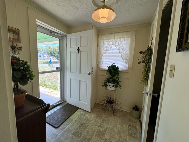 entryway with plenty of natural light and a textured ceiling