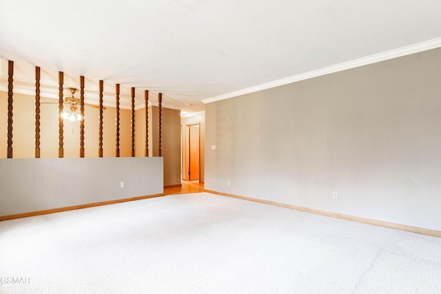 spare room featuring carpet flooring and ornamental molding