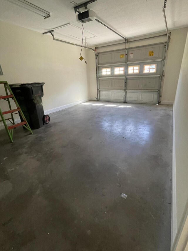 garage with a garage door opener