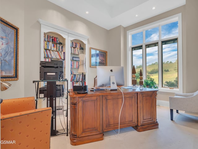office area featuring recessed lighting