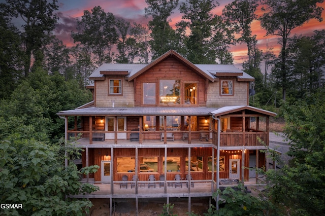 809 Pinecrest Way, Sevierville, TN 37862 - rear view of house featuring a balcony and metal roof