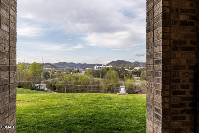 view of yard with a mountain view