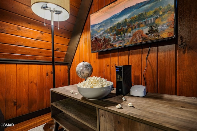 interior space with wood walls