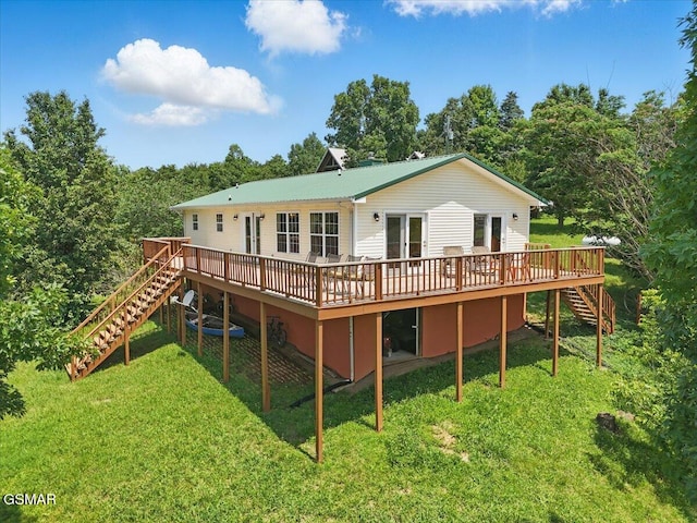 1381 Lake Front Dr, Dandridge, TN 37725 - back of house featuring stairway, a deck, and a yard