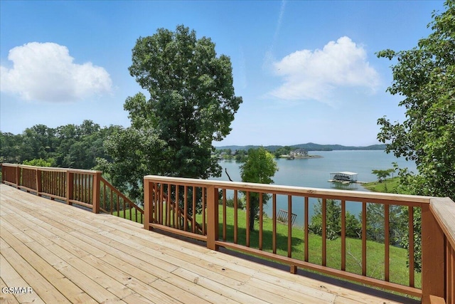 1381 Lake Front Dr, Dandridge, TN 37725 - wooden terrace with a water view