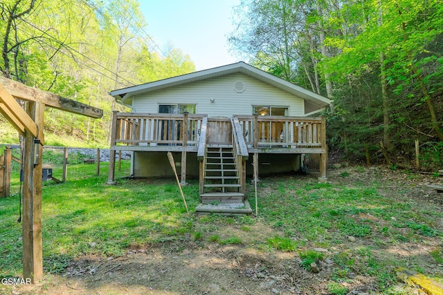 250 Cartertown Rd, Gatlinburg, TN 37738 - rear view of house with stairway, fence, and a deck