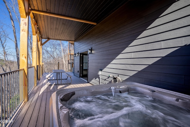 1349 N Baden Dr, Gatlinburg, TN 37738 - wooden terrace with a hot tub