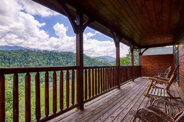 deck featuring a mountain view