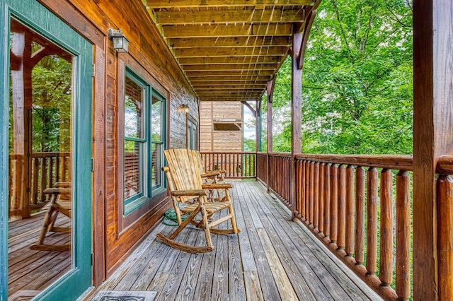 deck with covered porch