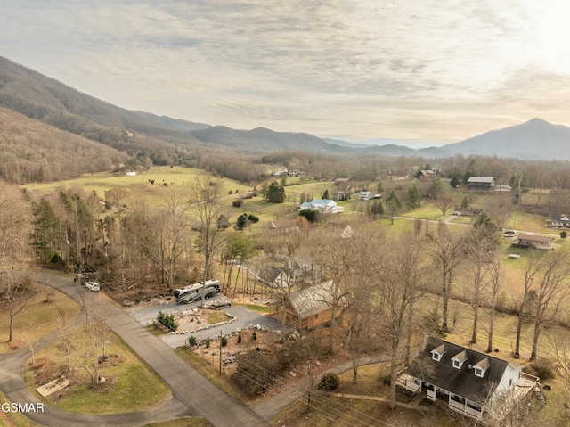 bird's eye view with a rural view and a mountain view