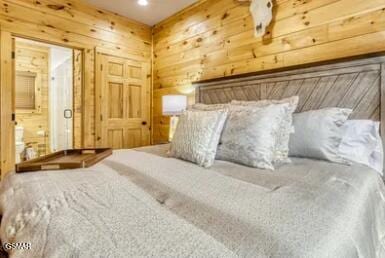 937 Pine Valley Way, Sevierville, TN 37862 - bedroom featuring wooden walls and recessed lighting