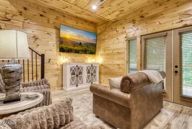 937 Pine Valley Way, Sevierville, TN 37862 - sitting room with wooden ceiling, wooden walls, and wood finished floors