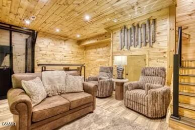 937 Pine Valley Way, Sevierville, TN 37862 - cinema room featuring wooden ceiling and wood walls