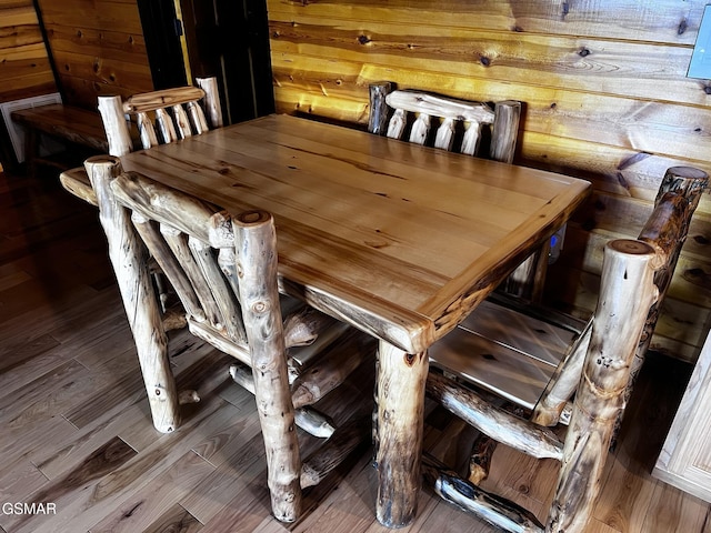 1156 Hemlock Dr, Gatlinburg, TN 37738 - dining space featuring wooden walls and wood finished floors
