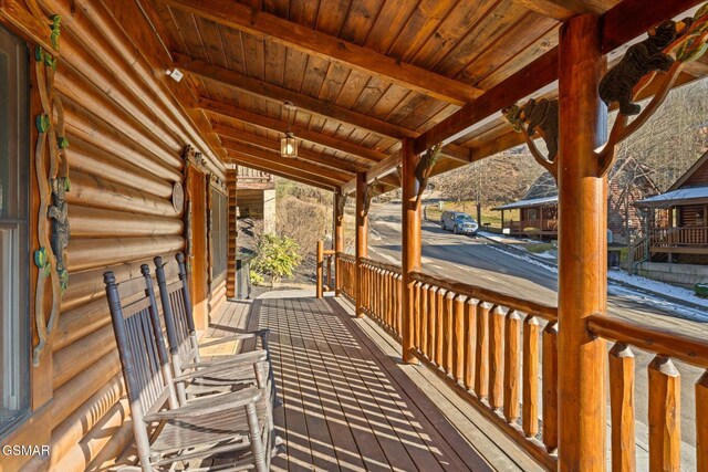 deck featuring a porch