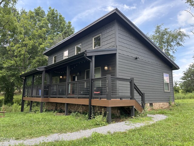 3412 Worth Rd, Sevierville, TN 37876 - rear view of house featuring crawl space and a deck