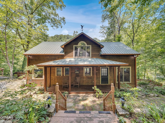 3541 Twin Pines Way, Sevierville, TN 37876 - rear view of house with metal roof, a porch, and a standing seam roof