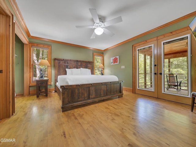 3541 Twin Pines Way, Sevierville, TN 37876 - bedroom featuring french doors, multiple windows, access to outside, and ornamental molding