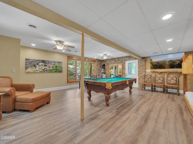 3541 Twin Pines Way, Sevierville, TN 37876 - rec room with light wood-style floors, baseboards, pool table, a ceiling fan, and recessed lighting